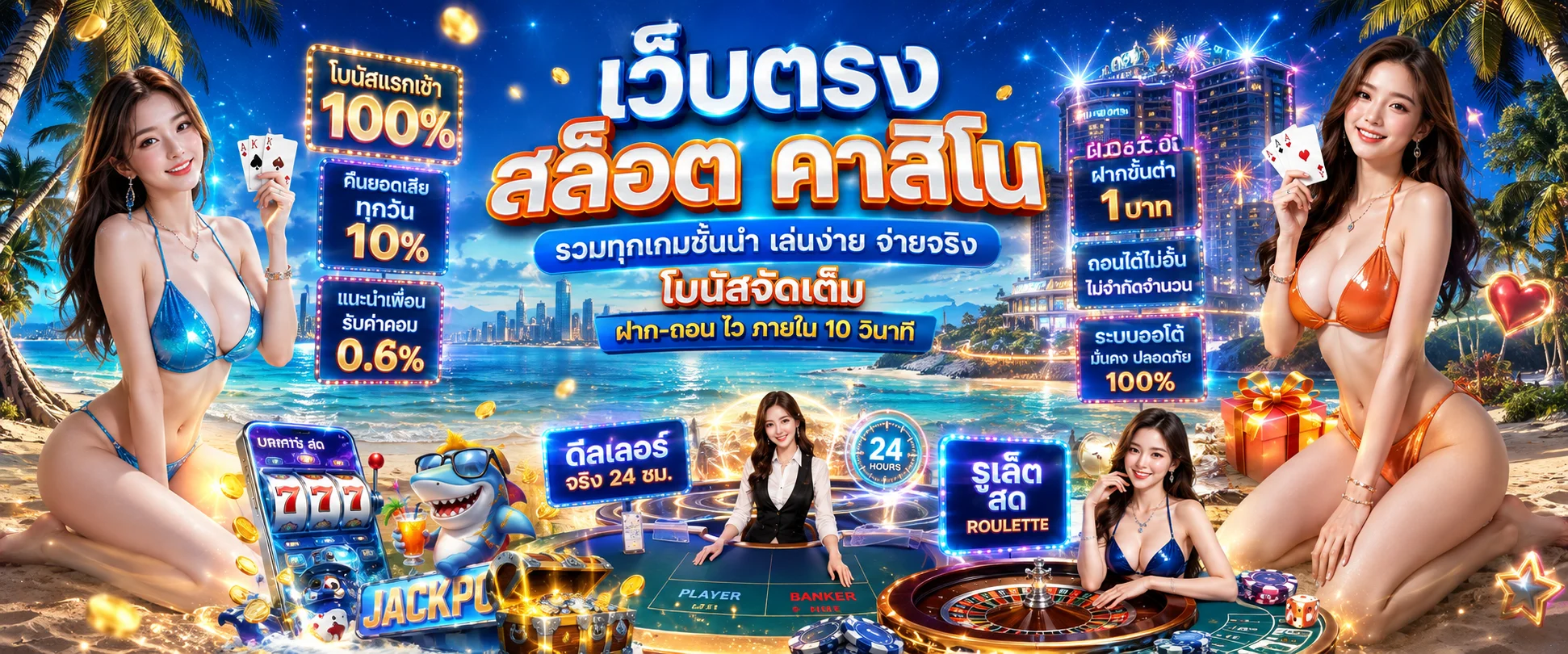 บาคาร่าออนไลน์ คาสิโนสด Hybet168 ดีลเลอร์สาว ฝากถอนไว
